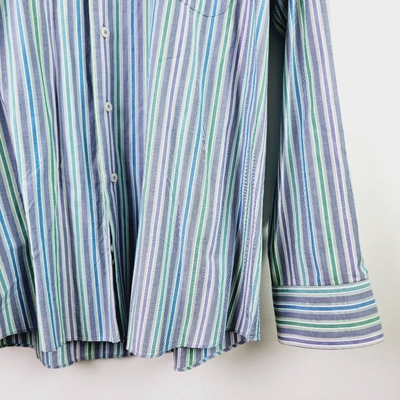 Alan Flusser Stripped Contrasting Men's Button-up Dress Shirt, Sz XL - Picture 5 of 7